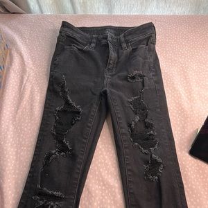 American Eagle Skinny Black Ripped Jeans